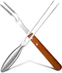 Bbq fork with wood handle